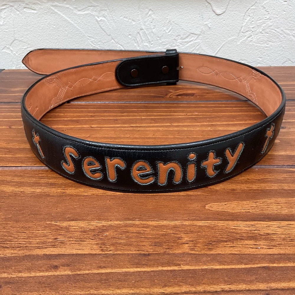 CUSTOM HANDMADE INLAID BLACK LEATHER BELT